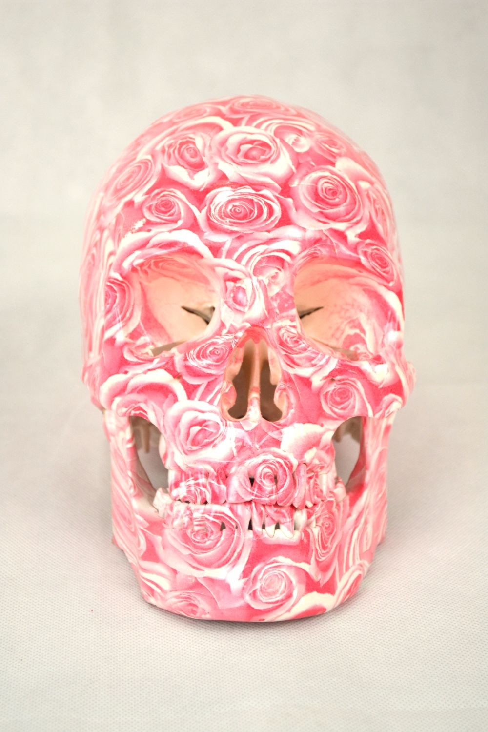 High Degree Emulation 1:1 Human Medical Skull Art Replica, 2-part, Life Size Rose White
